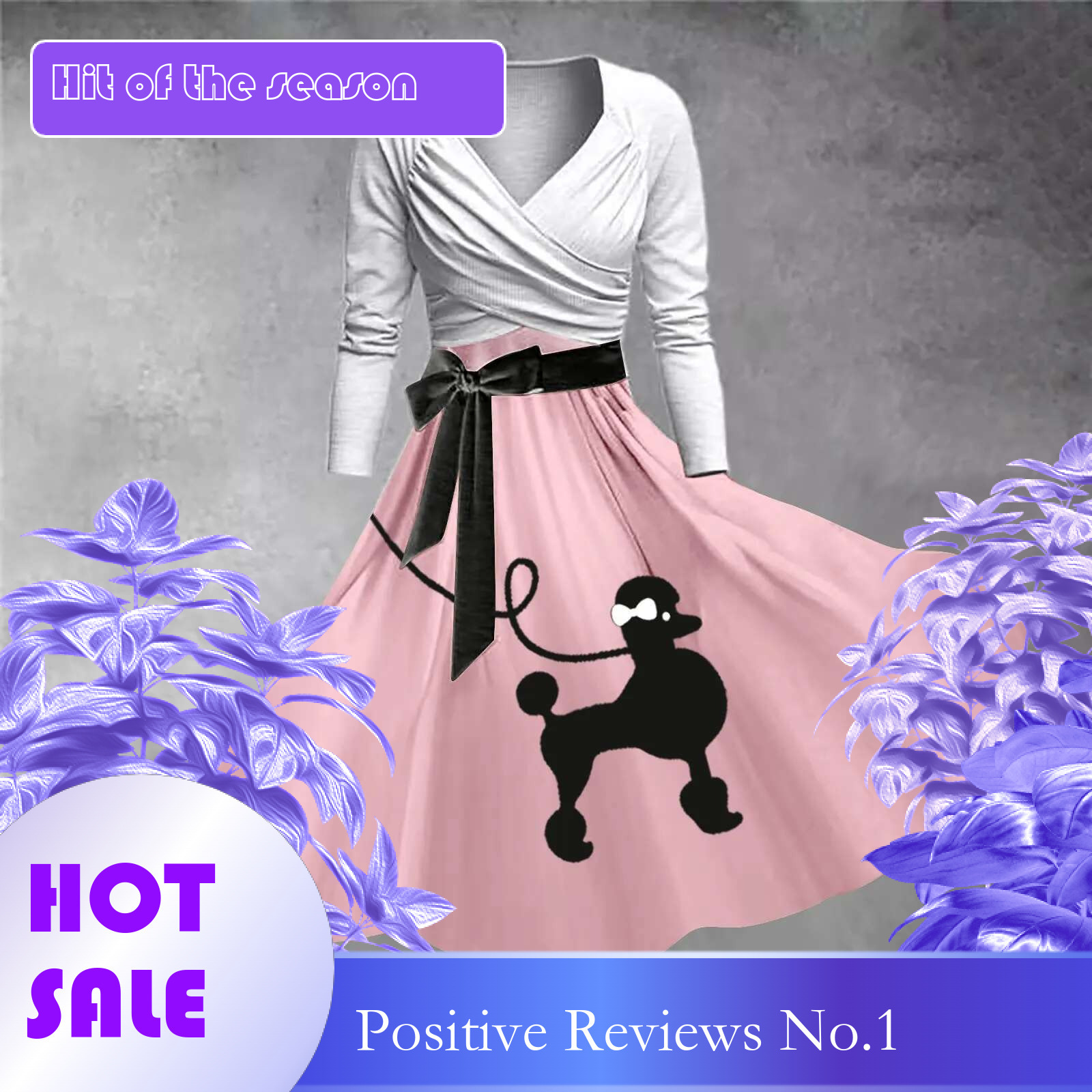 Dongdumaoyi Summer Women Casual Sweet Knee Length Party Evening Dress New Patchwork A Line Dresses Ladies Vintage Dog Print Skirt