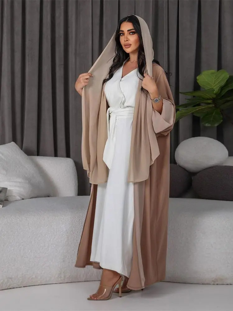 Ramadan White Muslim Kimono Abaya Dubai Islamic Arab Jalabiya Womens Costume Gown Long ue Women Musulmane Kaftans 250409