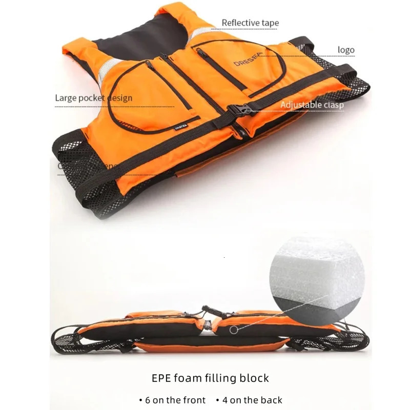 Mens lightweight kayak life jacket adult 75N buoyancy aid fishing life jacket with zipper pocket reflector 250409