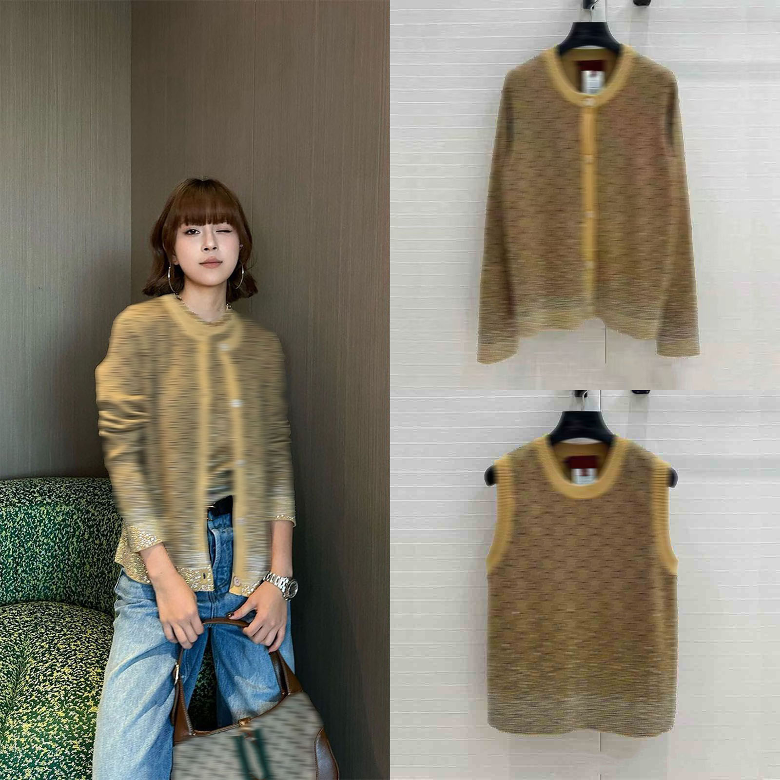 Designer Womens Sweaters Full Embroidery Letter Luxury Rhinestone Decoration Round Neck Button Cardigan Knit Sweater Women