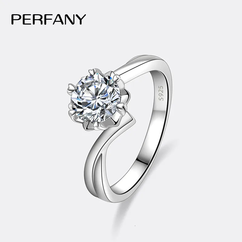 PERFANY 0.3-2CT Womens Ring S925 Pure Silver Snowflake Laboratory Diamond Wedding Ring Wedding Jewelry 250325