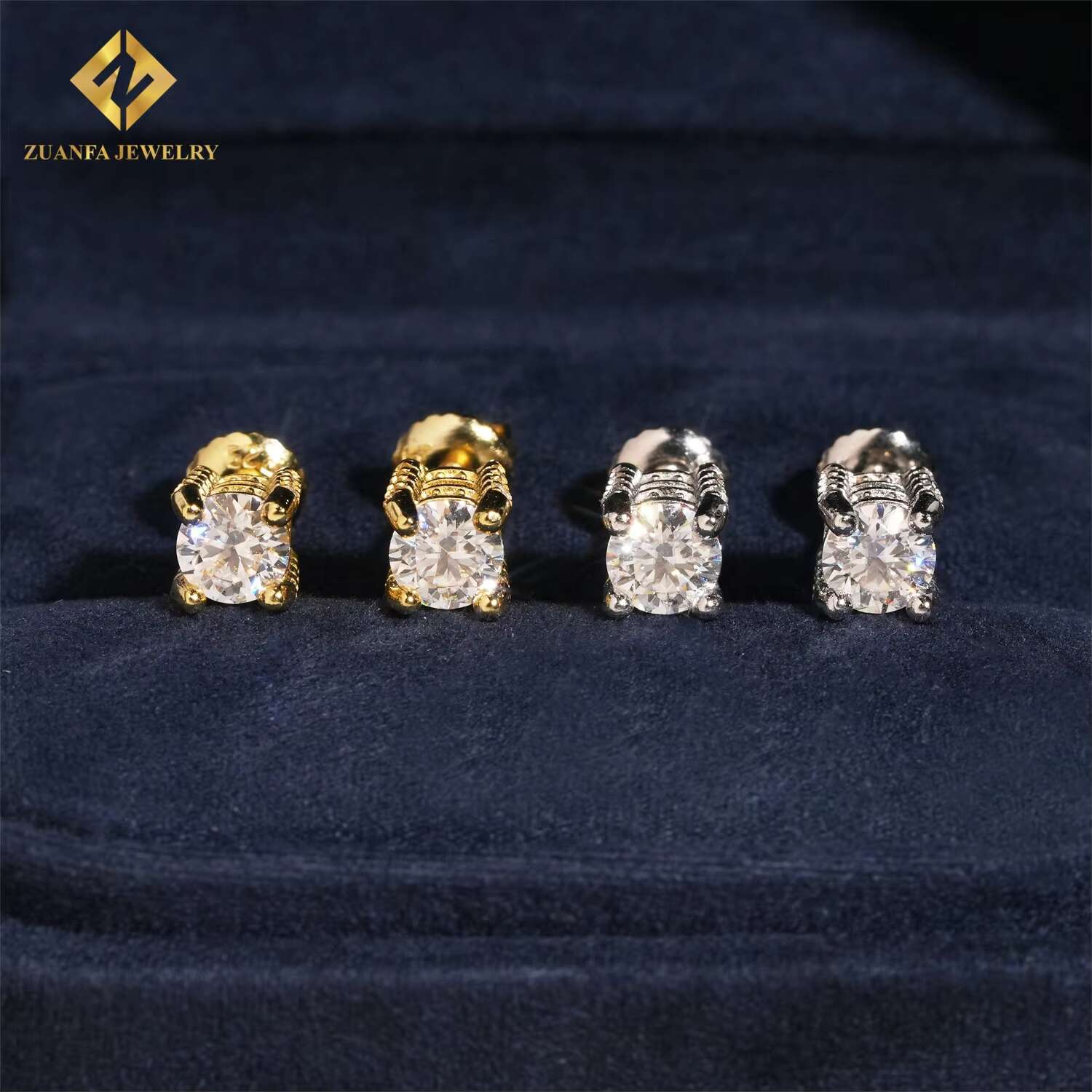 Pass Diamond Tester Ear Studs 5mm VVS Moissanite Diamond 4 Prong 925 Silver Screw Back Hip Hop Jewelry Iced Out Earrings