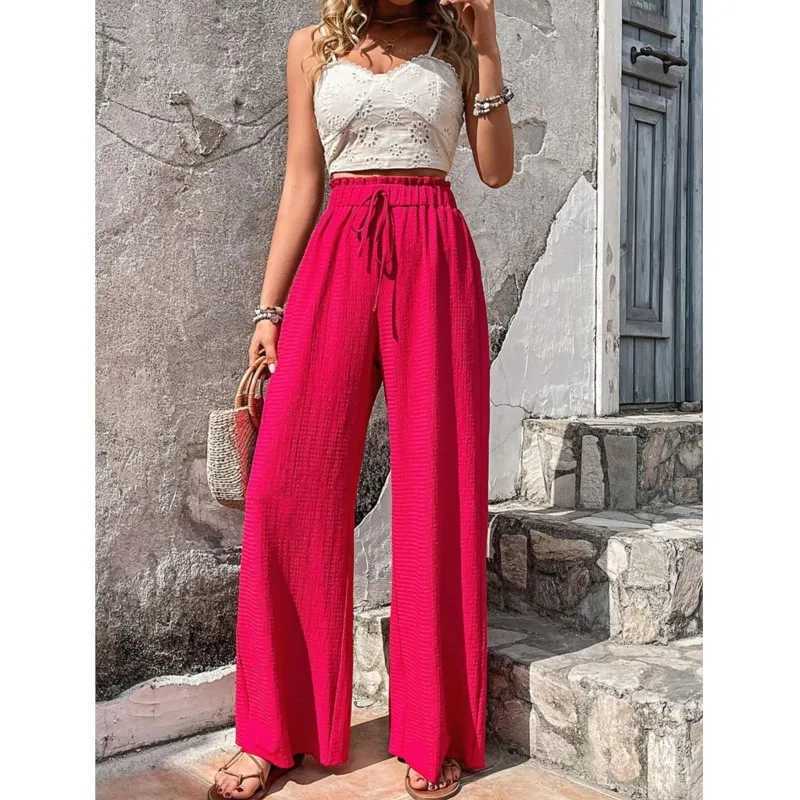 Womens Casual Solid Wide Leg Pants Spring and Autumn Fashion Pants High Waist Loose Full Match Straight Trio Women 2024XJ250403