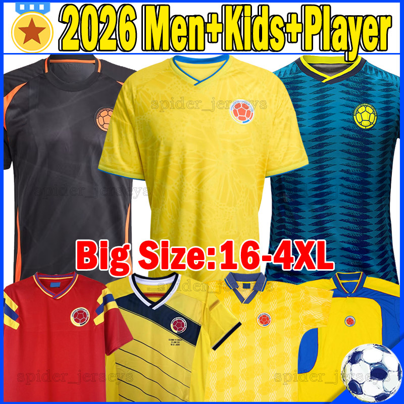 XXXL 4XL 25 26 Colombia soccer jersey SUAREZ LUIS DIAZ QUINTERO 2025 2026 Women Player Version JAMES J.LERMA columbias Retro 1994 2001 14 Men Football Shirts Kids kits