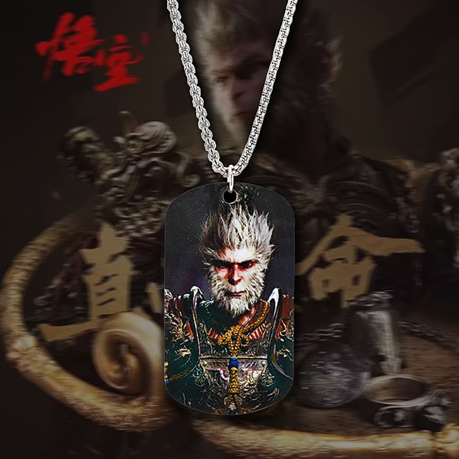Game Black Myth Wukong Merchandise Monkey King Badge Pendant Stainless Steel Necklace Unisex