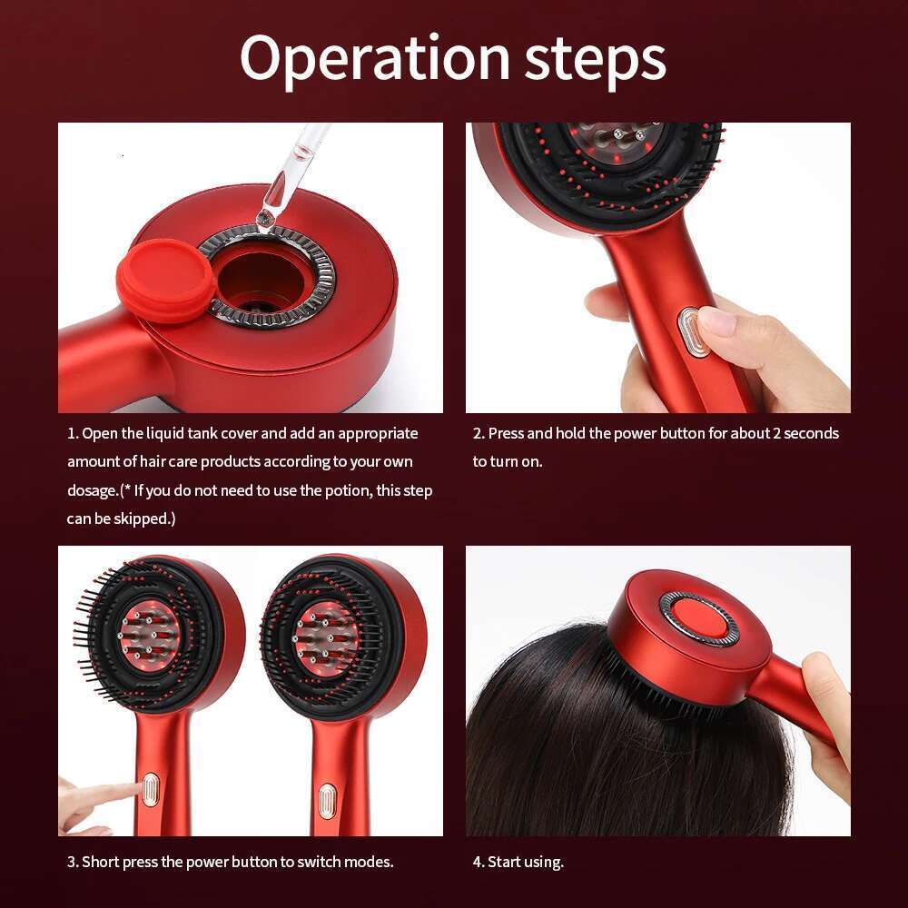 Electric Vibration Comb Red Light Therapy Growth Massage Scalp Brush Anti Loss Liquid Oil Applicator Hair Care