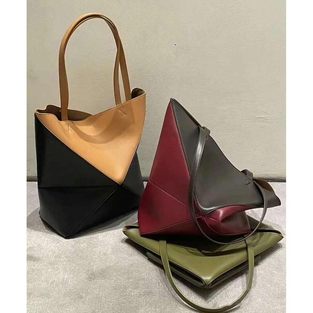 VIEE Genuine Leather Folded Tote Large Capacity Shopping Handles Shoulder Bag Ladies Portable Handbag