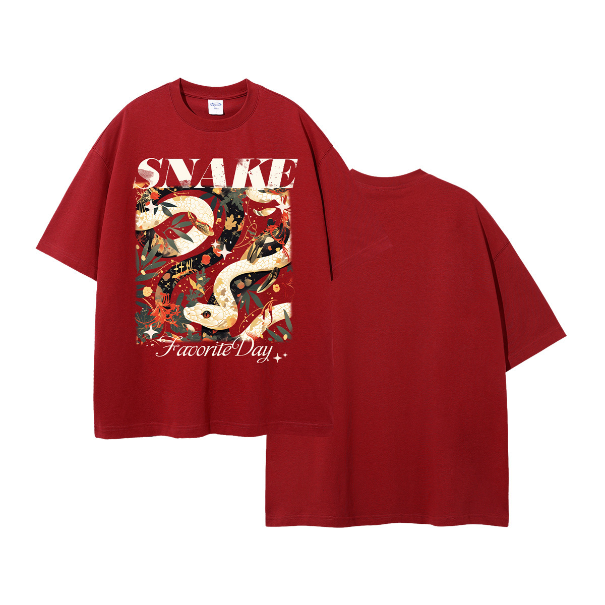 Chain Wear | 2025 Snake Year Printed Men's Short sleeved Loose, Casual, Festive American Trendy Brand T-shirt for Men