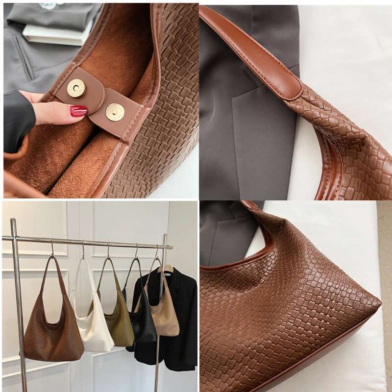 Large Capacity Female Handbag Soft Leather Underarm Women Fashion Solid Color Simple One Shoulder Crossbody Bag Tote