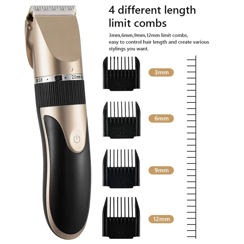 Professional barber mens barber beard trimmer rechargeable hair clipper ceramic blade low-noise adult barber 250407