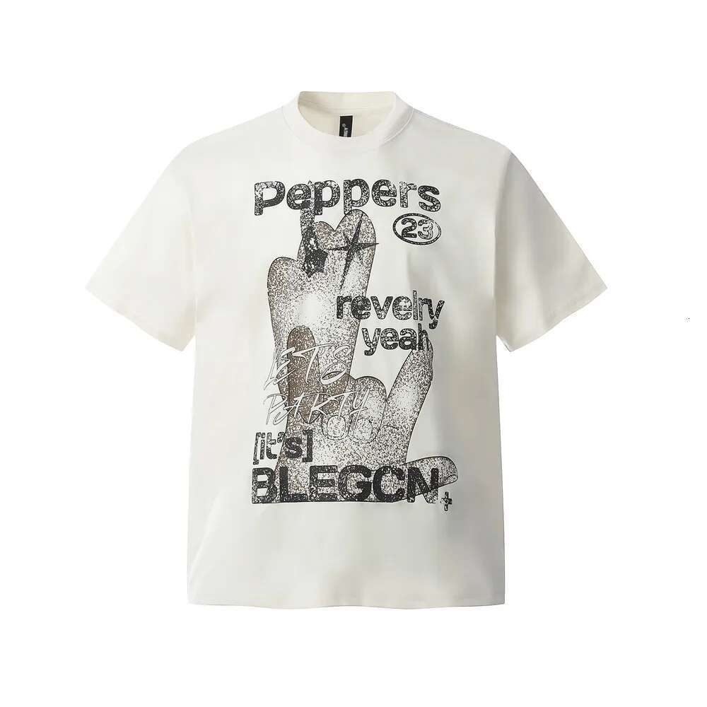 Creative Print Short Sleeve T-Shirt Mens Double-Sided Printed Summer High Street Loose Crew Neck Half-Sleeve Cotton Tee Men