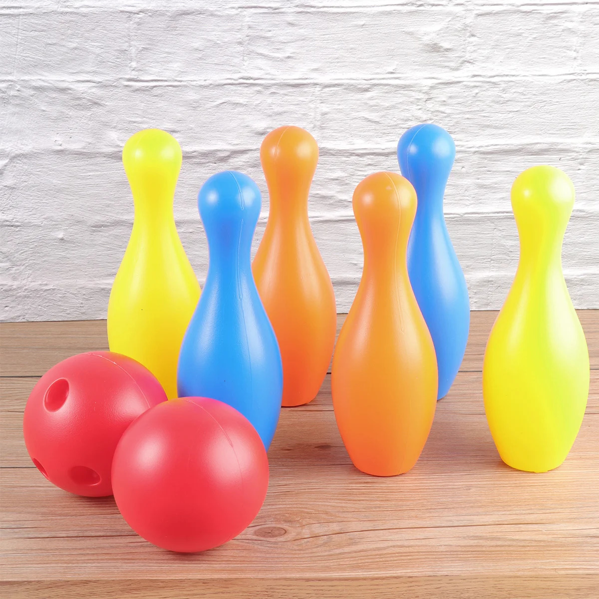 Plastic Bowling Toy Set 6-piece Bottle 2-piece Ball 22cm High Childrens Sports Toy Childrens Entertainment Education Safety 250409