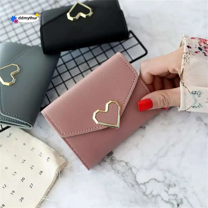 Wallets for Women, Metal Heart-shaped Card Holder, Ladies Trifold Wallets, NEWCE ddmythur