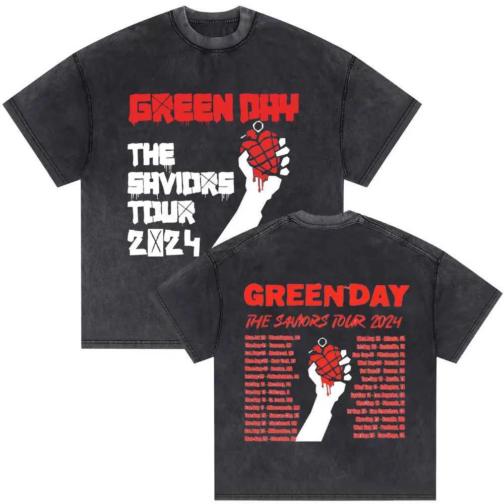 Washed Retro Punk Band Green Day Dookie Graphic T-shirt Mens Classic Gothic Rock T-shirt Mens Extra Large T-shirt Mens Street ClothingXJ250409