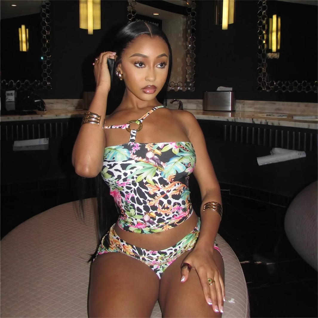 2025S Designer Women S Set Summer New Sexy Hot Girl Spotted Leopard Print Strapless Top Bikini Set For Women
