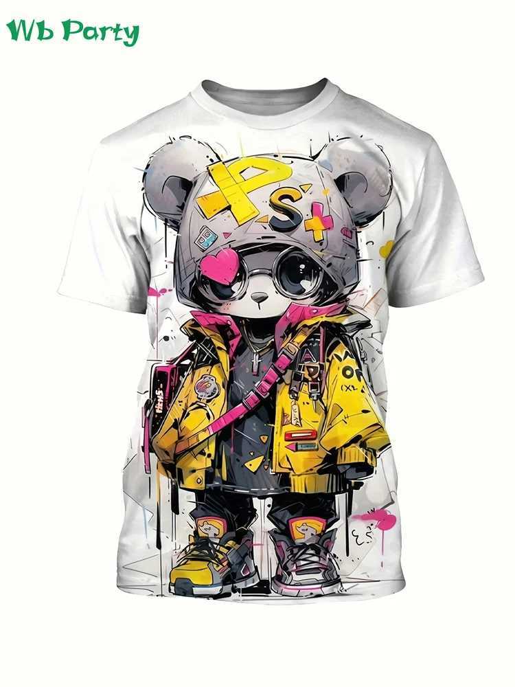 3D printed mens summer mens wear O-neck mens short sleeved T-shirt loose T-shirt top mens fun T-shirtXJ250409