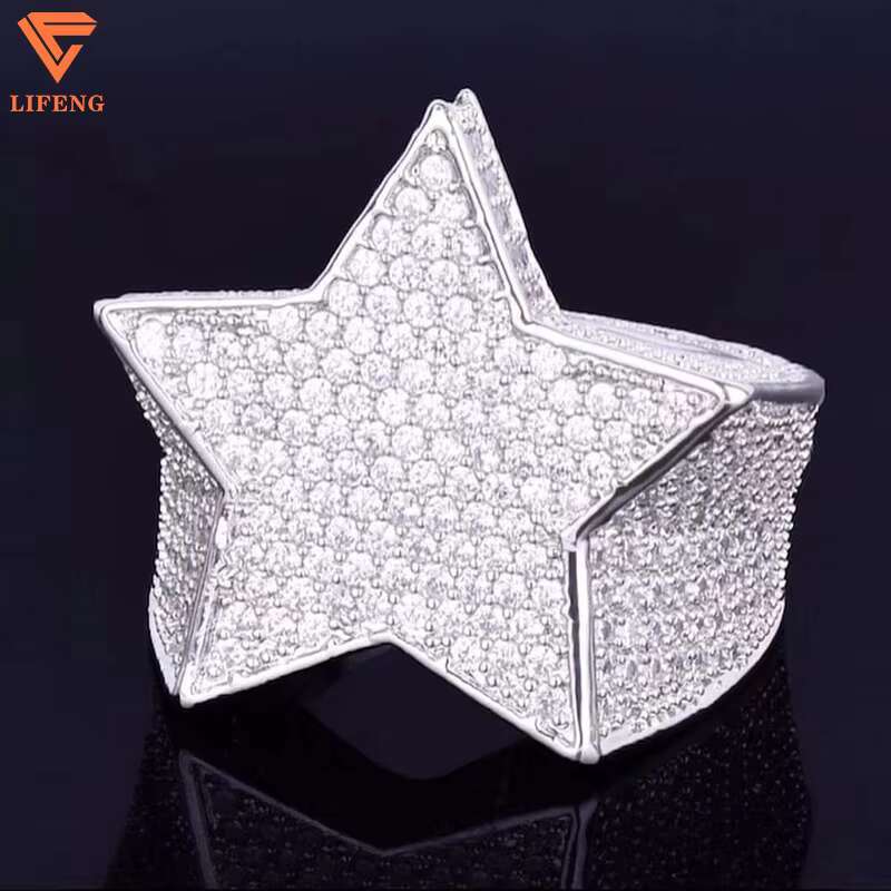 High Quality 925 Sterling Silver Mens Finger Ring VVS Moissanite Ice Diamond 14k Gold Plated Hip Hop Party Fine Jewelry Gift