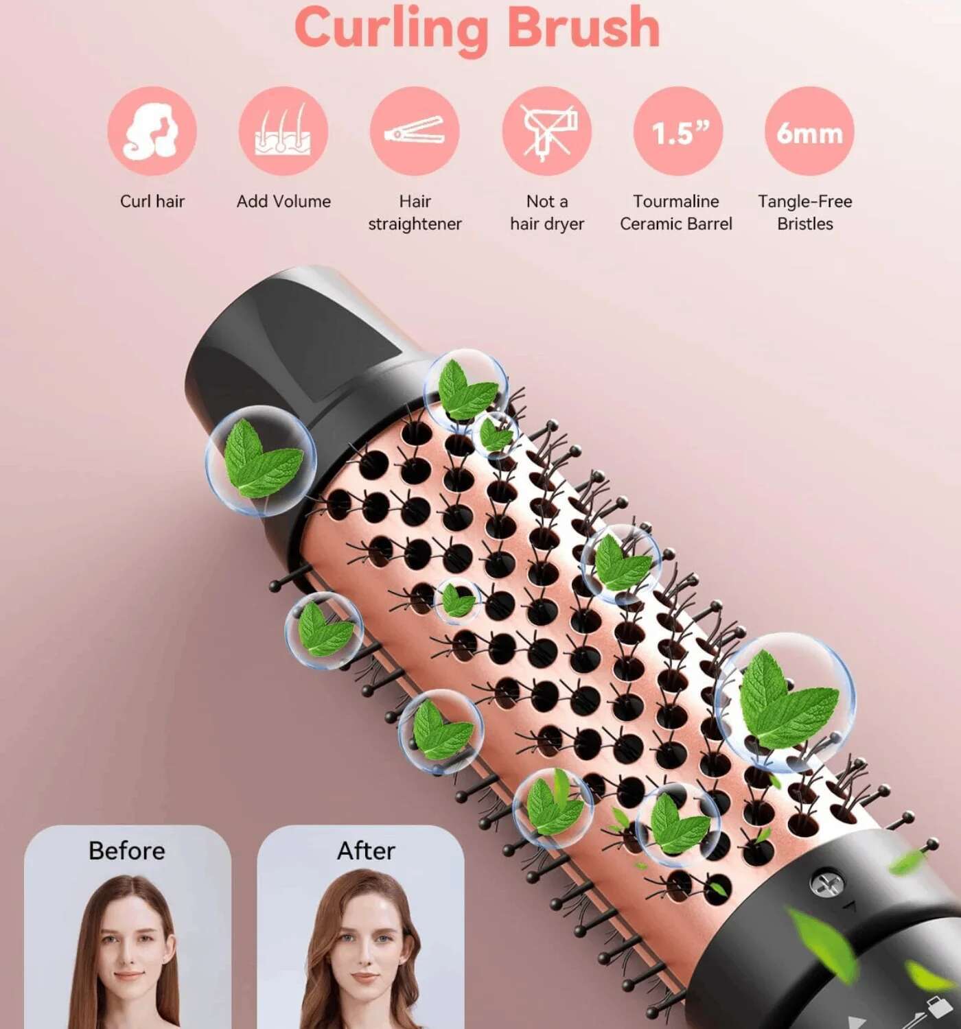 4 In 1 Curg Equipped With Electric Brushes Hot Air Comb Fast Heating Up Crimper Wand Curler Salon Curly Hair Iron