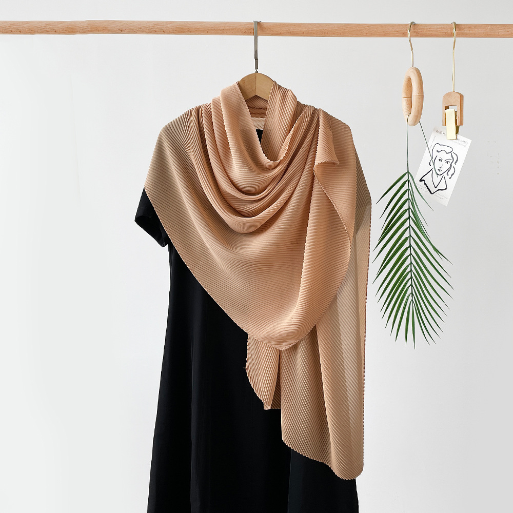 K349 Imitation silk elongated pleated silk scarf large square scarf solid color imitation cotton and linen cross-border scarf headscarf wholesale manu