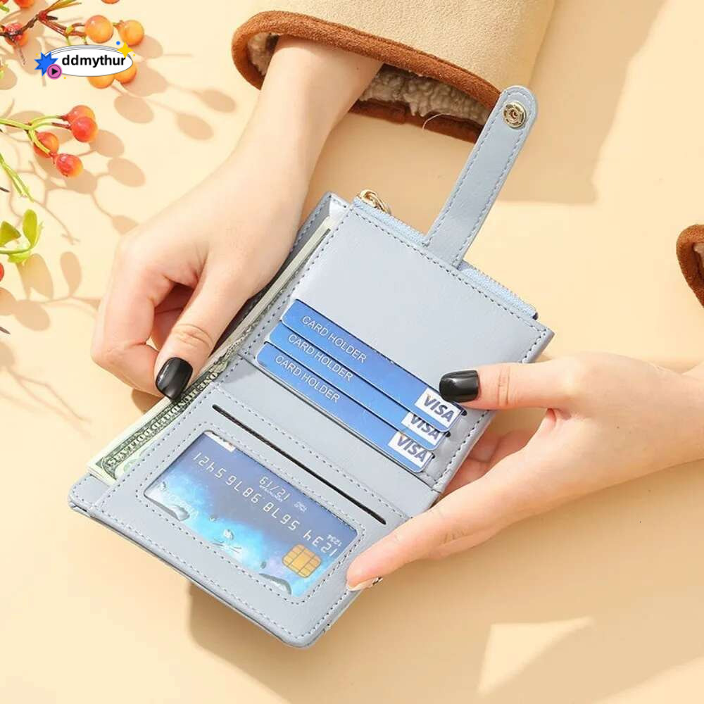Multi-card Slots Short Wallet Fashion Leather Solid Color Clutch Crocodile Print Waterproof Card Bag Women ddmythur