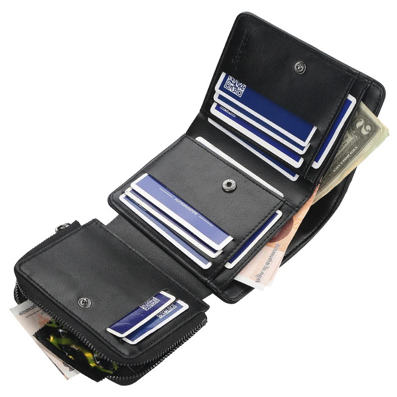 leather mens wallet highquality zipper short n card clip retro coin 250408