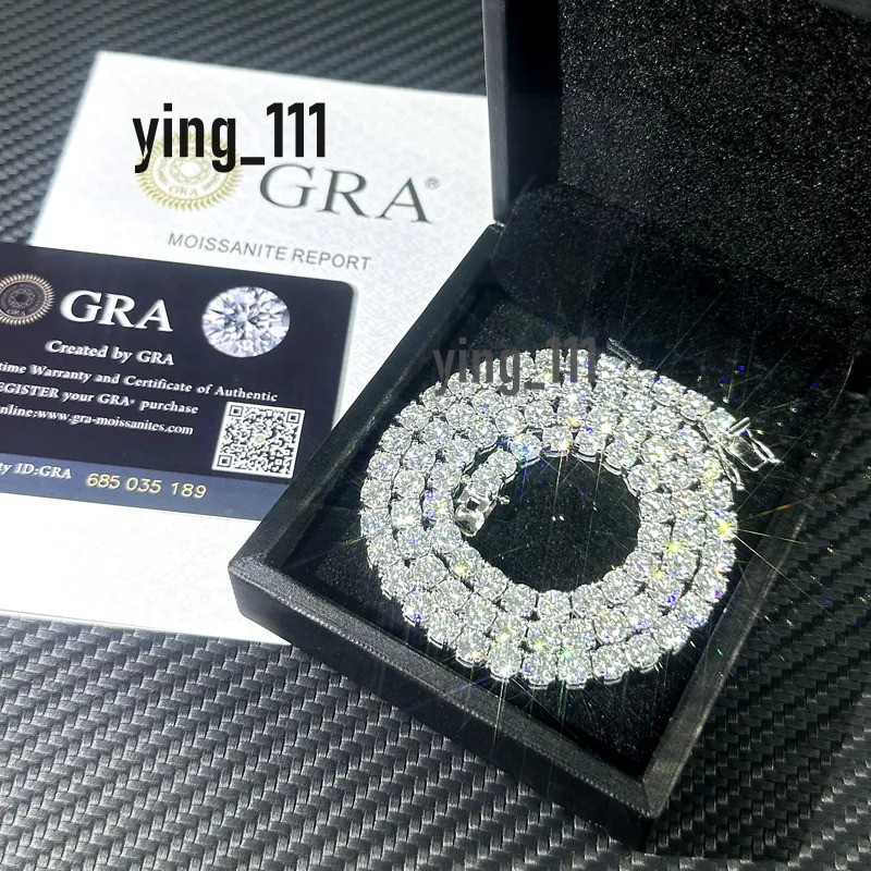 Hip Hop Style 925 Sterling Silver Moissanite Tennis Chain VVS Diamond Necklace with 2mm 3mm 4mm 5mm 6.5mm Sizes Price