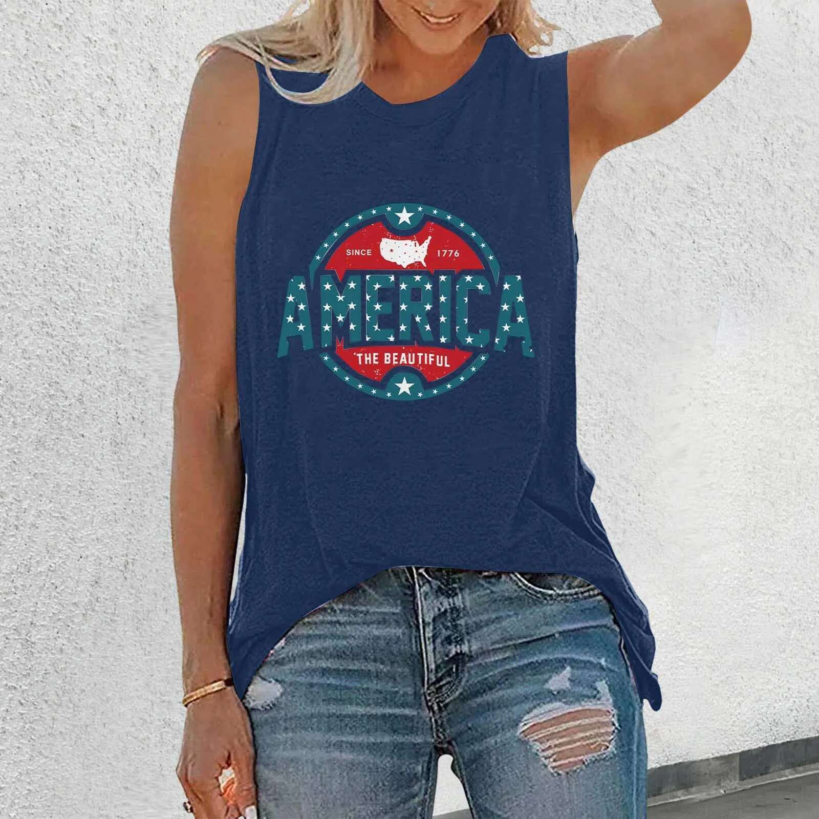 Dongdumaoyi Women S Independence Day Tanks Fashion Sleeveless Tank Tee Camisole Casual Top For Summer Women S Tight Underwear