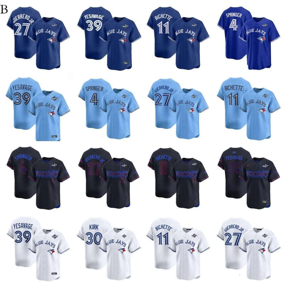 MLB Trnts 2025 Wrld Series Blue Jays Baseball Jersey Je Carter 27 Vladimir Guerrer Jr. 11 B Bichette 4 Gerge Springer 30 Kirk 39 Trey Yesavage Daultn