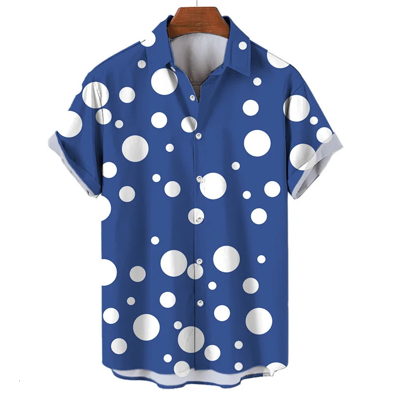 Mens Hawaiian Shirt Summer Stripe Printed Short Sleeved Shirts Lapel Button Large Men Street Clothing Fashion Casual Social Top 250408