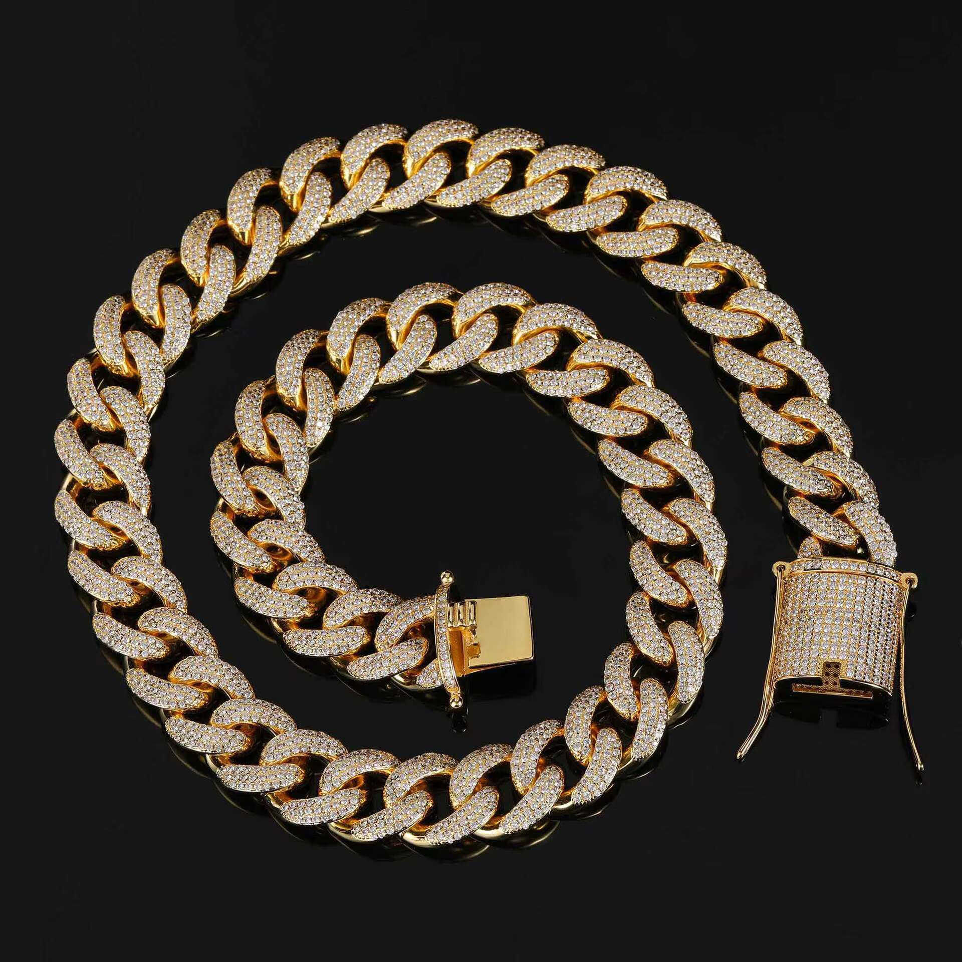 15mm Hip Hop Fashion Personalized Gold Plated Chain Necklace