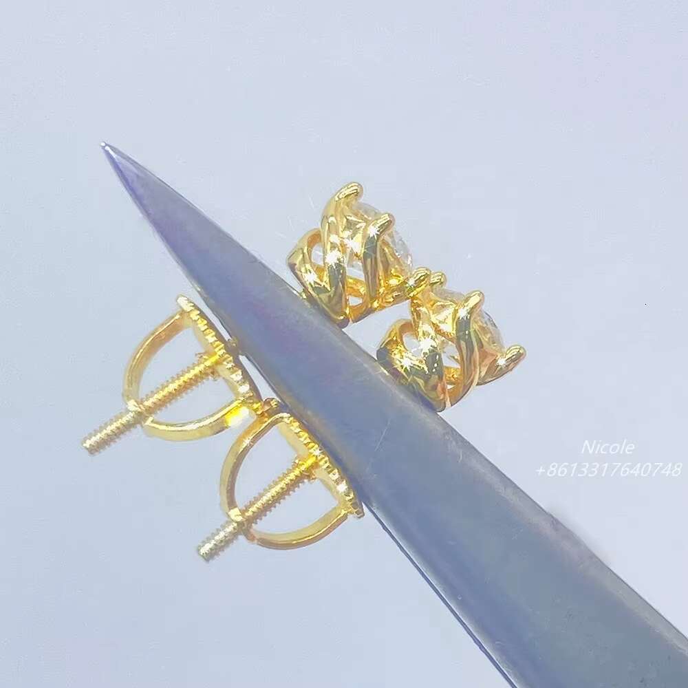 Hot Sale Mens Earring Ear Stud Mini Gold Plated Screw Back Vvs Mens Moissanite Earrings
