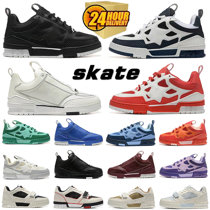 Designer Skate Series Sneakers Men Women Casual Shoes Top Quality Calfskin Platform Trainers Leather LaceUp Overlays Sneaker