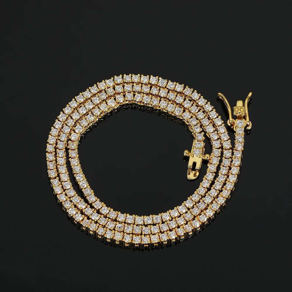 2mm Row Zircon Necklace AAA Zircon Tennis Chain Personality Trend Necklace For Men Women Jewelry Gifts