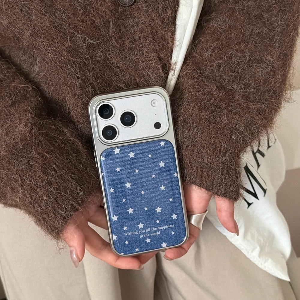 Epoxy Resin Denim Star Phone Case Compatible with iPhone 17/16 Personalized Shockproof iPhone 15/14 Pro Cartoon