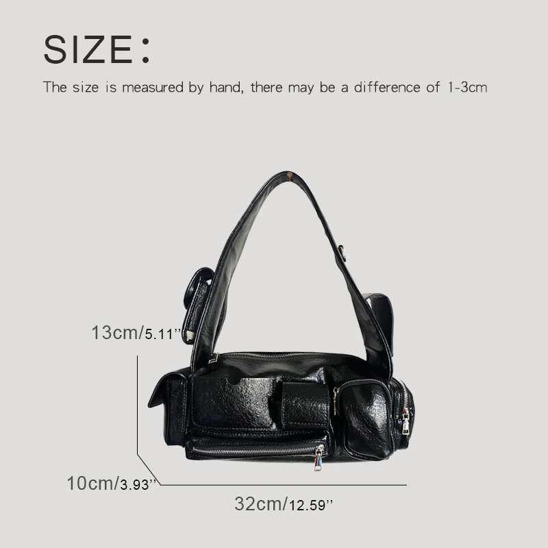 Moto & Biker Bags For Women Designer Handbag Purses 2024 New In PU Vintage Oil Wax Leather Multiple Pockets Rock Shoulder