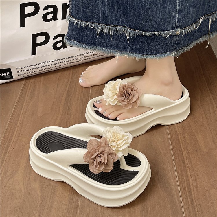 Women's 2025 summer new super soft platform flip-flops platform flower beach shoes flip-flops flip-flops for external wear