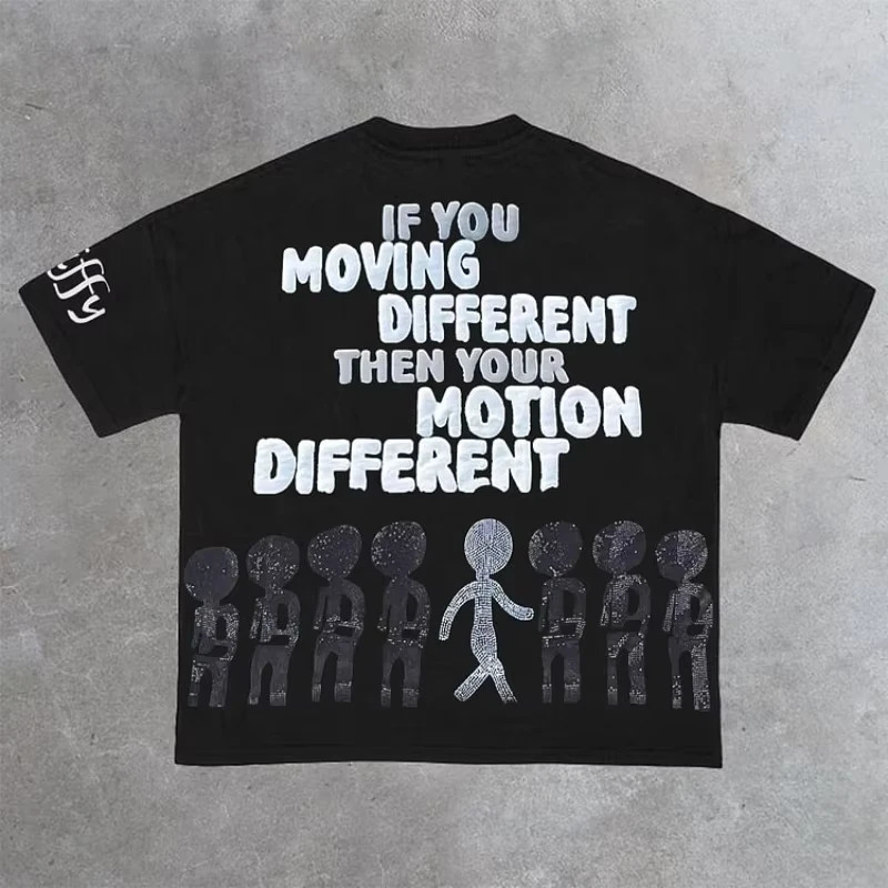 Retro sports with different patterns 100% pure cotton short sleeved Tshirt for men Y2K oversized women womens top 250409