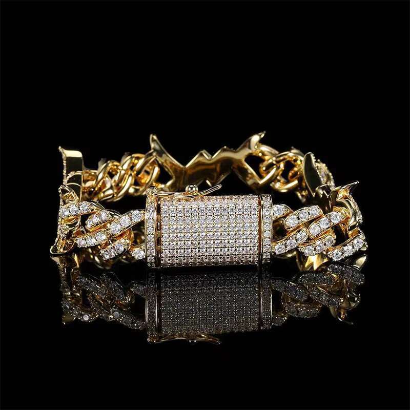 Fashion Silver Cuban Link Chain Bracelet Custom Iced Out Bracelet for Women