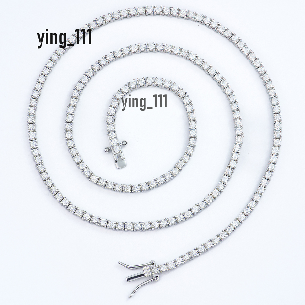 Fashion Hip Hop Jewelry GRA Certificate 2mm 925 Sterling Silver Gold Plated Moissanite Diamond Necklace Tennis Link Chain