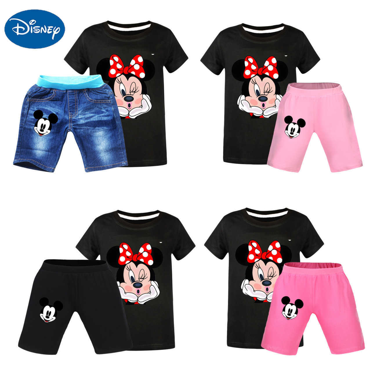 Disney Mickey Boys and Girls Summer T-shirt Shorts Set Cowboy Set 4055XJ250409