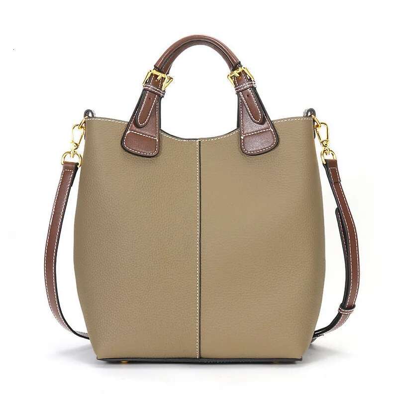 Top Genuine Leather Bucket Tote For Women 2024 Trend Designer Shoulder Crossbody Bags Cowhide Ladies Handbags