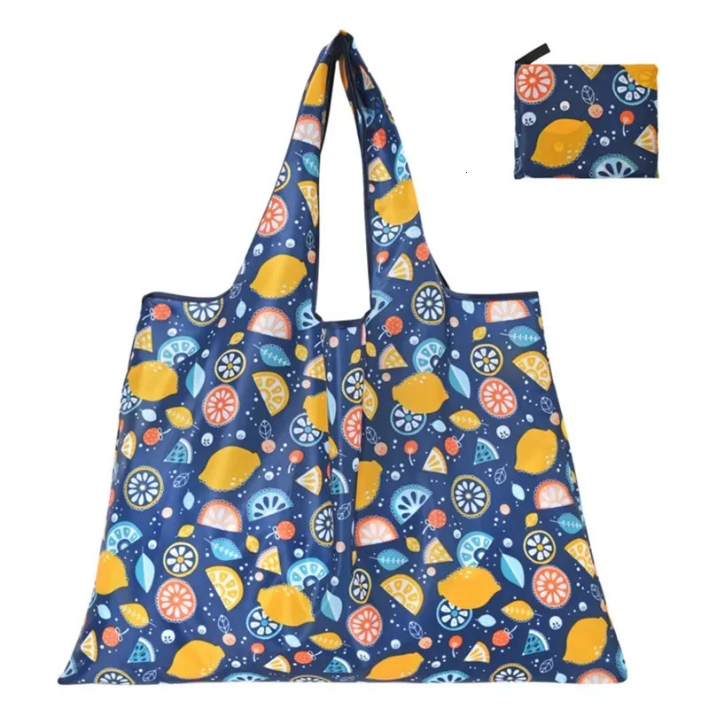 Reusable shopping bags large washable foldable environmentally friendly nylon heavyduty pocket handbags 250408