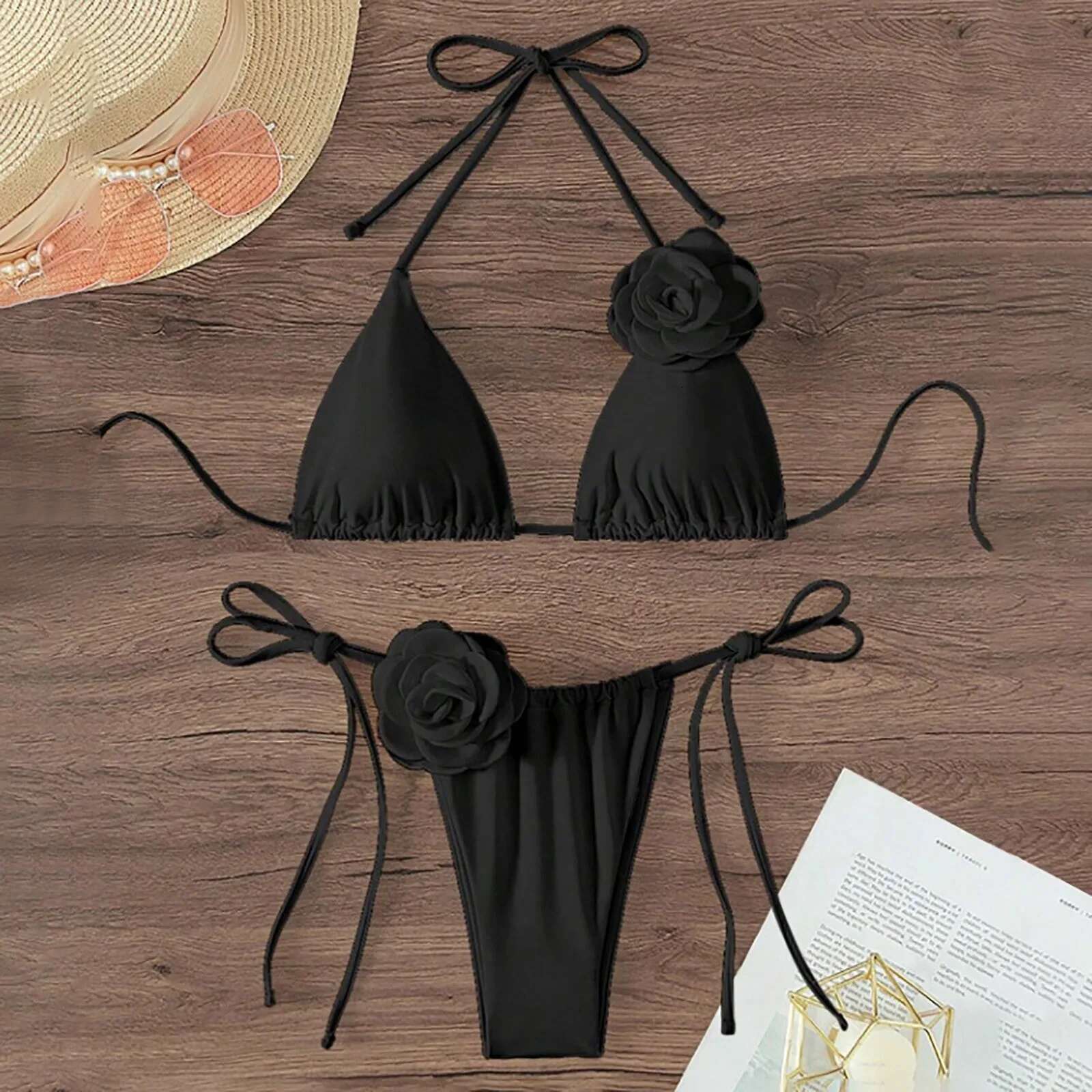 Dongdumaoyi Sexy Bikini Set Women Swimsuit Red D Floral Print Micro Bikinis Brazilian Cutout Beach Bathing Suit Thong Swimwear Summer