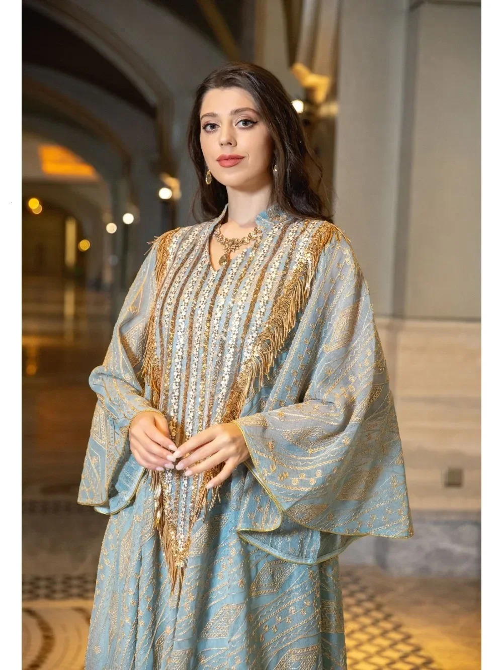 Moroccan womens party dress Muslim Abaya mesh sequins Jalabia Dubai Abayas Kaftan Islamic Vestidos Arab long autumn 250409