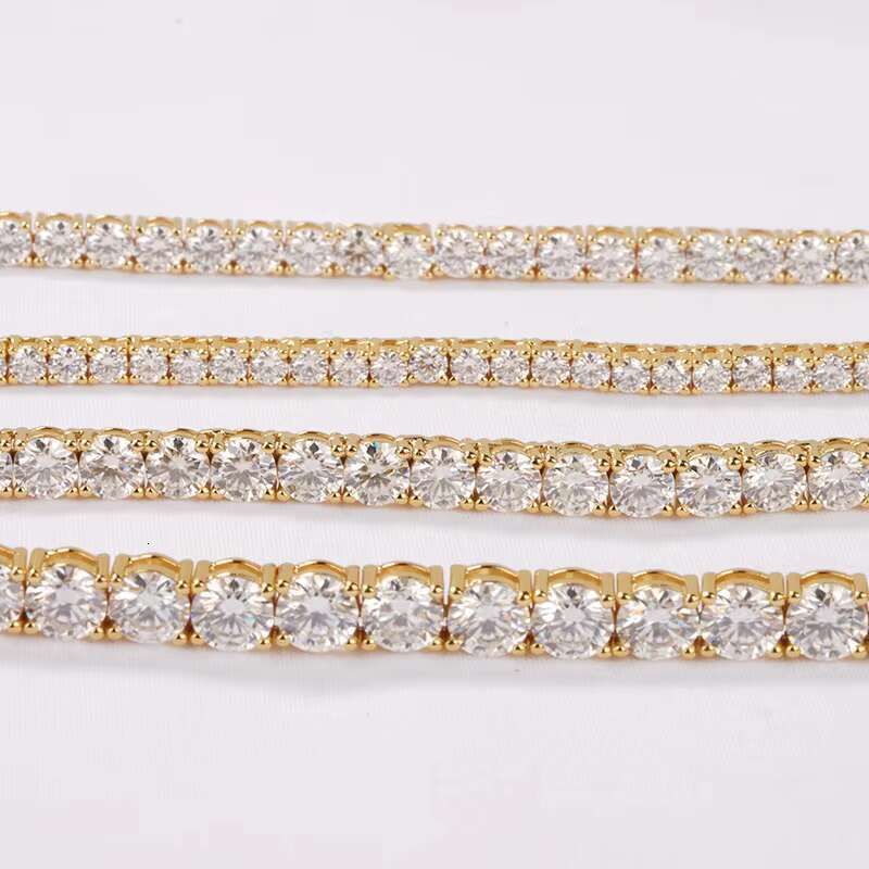 Starsgem 9K 10K 14K Gold Necklace Tennis Chain Necklace Round Shape Moissanite Fashion Jewelry Necklaces