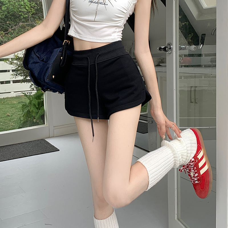 2025S Designer Shorts For Women Grey Drawstring Sports Shorts For Women In Summer Tall Waist Slim Fit Hip Hugging Design A Line Wide Leg Pants Beach P