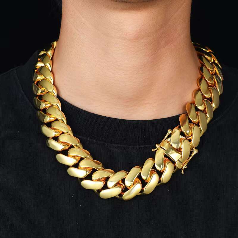 10 12 14 16 18 20 22mm 14K 18K Gold Plated Cuban Link Chain Necklace Fashion Jewelry Cuban Link Chains Mens Necklaces