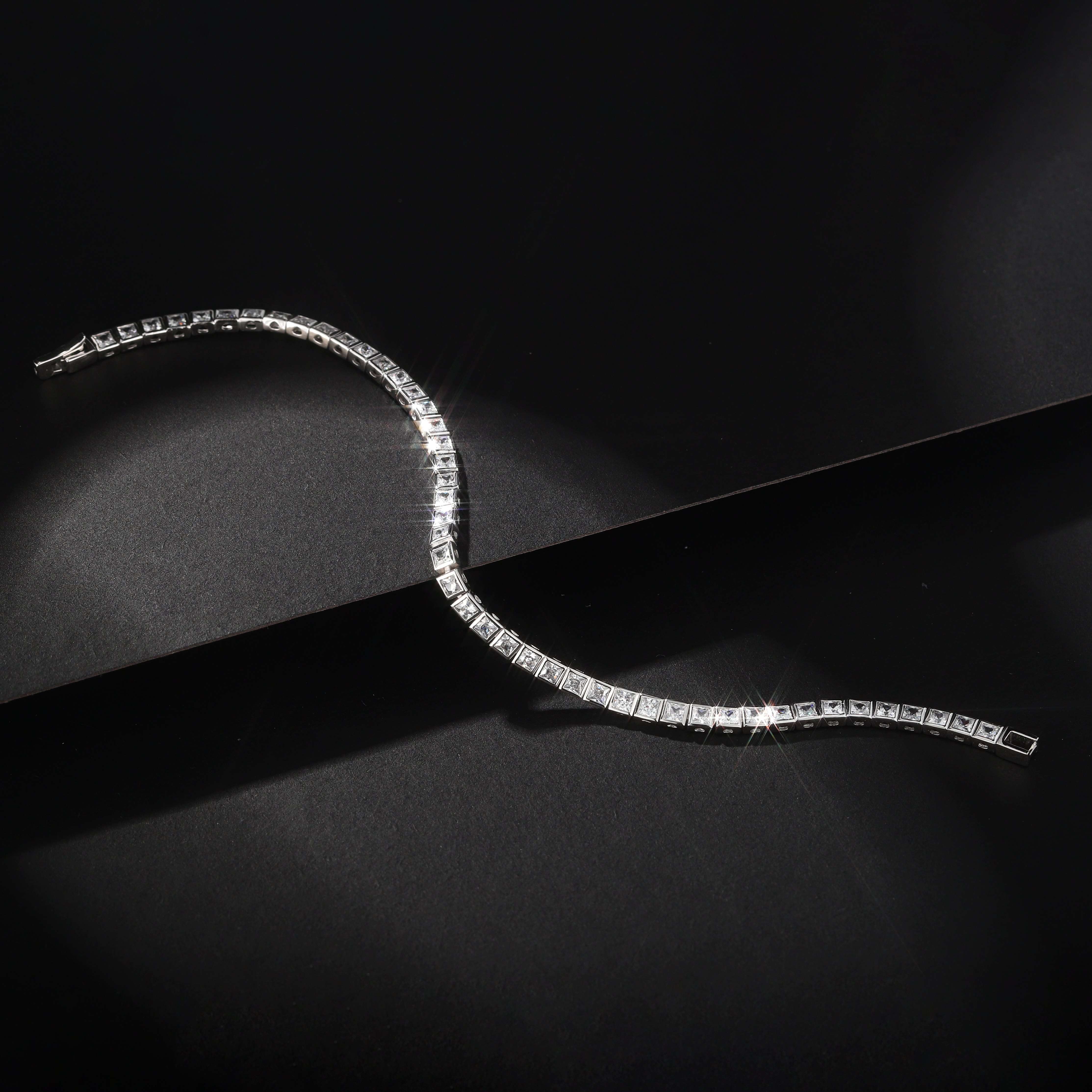 High End Fashion Moissanite Jewelry Fine Chain Zircon S925 Sterling Silver 18k Gold Plated VVS Moissanite Tennis Chain Bracelet