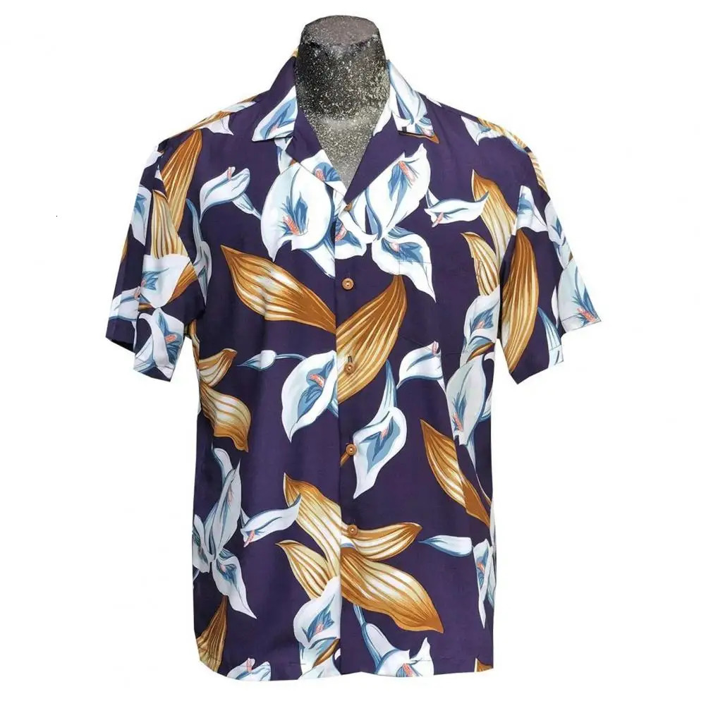 S-4XL Mens Shirt Sweater Absorbed Cotton Hawaiian Pattern Printed Short Sleeve Summer Casual Shirt Mens Clothing Birthday Gift 250408