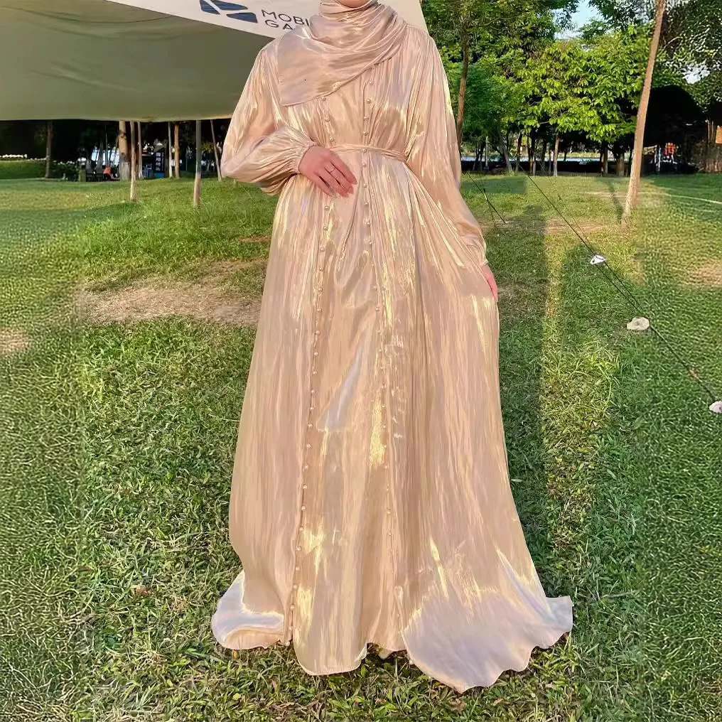 Elegant beaded cardigan with fluffy sleeves prayer dress Muslim suit sleeveless suitable for Dubai Abaya 250409